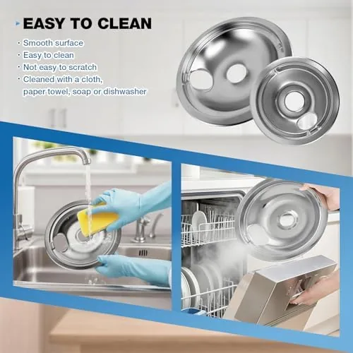 Another view of the WB31T10010 WB31T10011 Chrome Drip Pans Set (4 Pack) 2x6" &