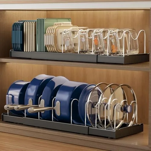 The pantry door organizer holding assorted container lids while the door remains closed