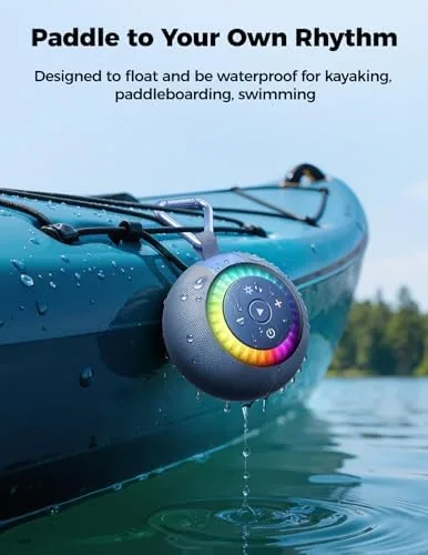 Detail shot of the Bluetooth Shower Speaker IPX7 Waterproof: Removable Suction Cup, Blue | features