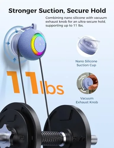 Another view of the Bluetooth Shower Speaker IPX7 Waterproof: Removable Suction Cup, Blue |