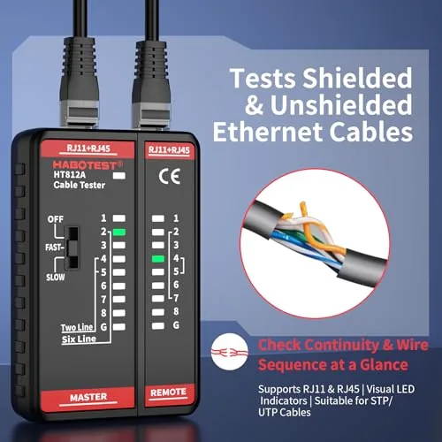 The Network Ethernet Cable Tester for LAN RJ45 RJ11 CAT5 CAT5E compared in context