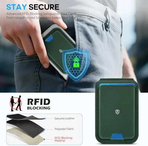 The SHIELDON Genuine Leather Magnetic Wallet Stand for MagSafe, Evergreen | compared in context