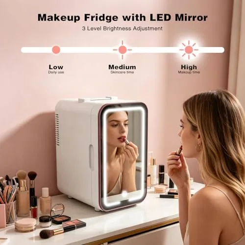 Close look at the YLFU Mini Skincare Fridge for Bedroom, 6L Portable Cooler & build quality