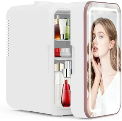 Overview of the YLFU 6L Mini Skincare Fridge with Dimmable LED Mirror for