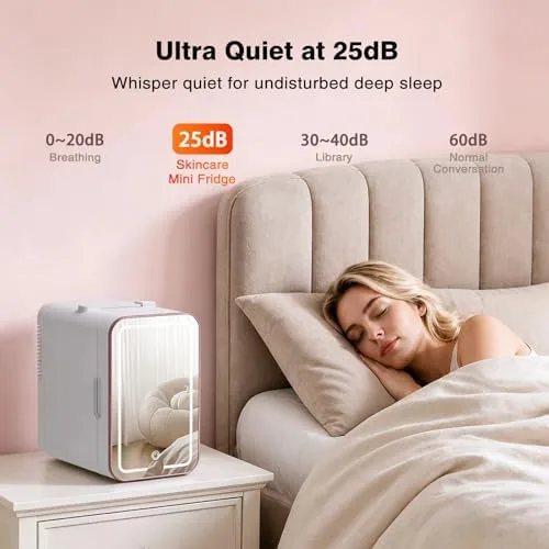The YLFU 6L Mini Skincare Fridge with Dimmable LED Mirror for compared in context