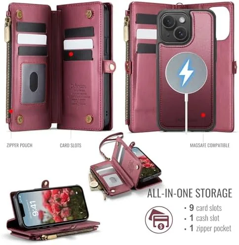Close look at the Defencase for iPhone 15 Phone Case Wallet Compatible with Magsafe build quality