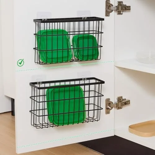 The organizer mounted on a refrigerator side holding spice jars