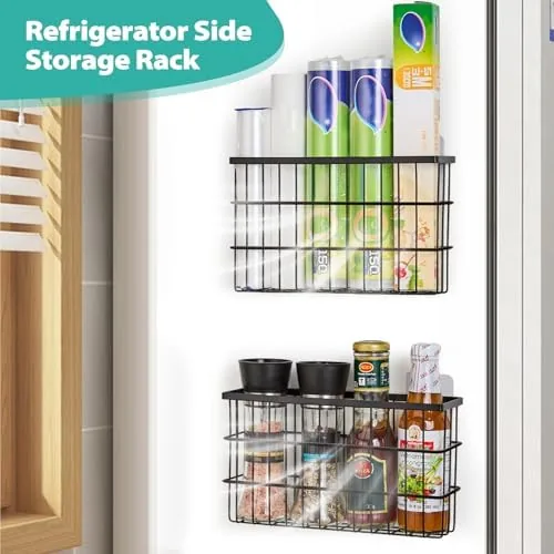 The finished setup with the organizer holding spices and cups on a cabinet door