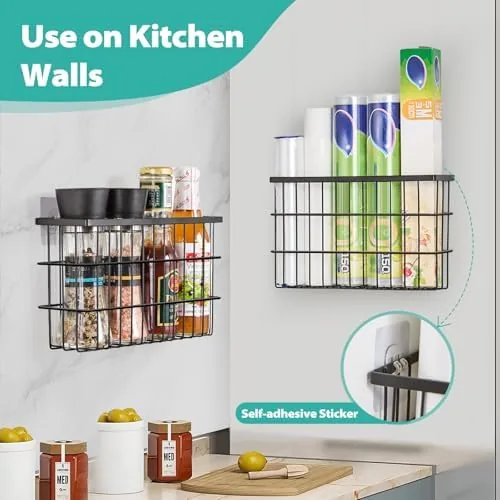 The organizer on a bathroom vanity door holding toiletries