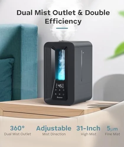 Close look at the BREEZOME 6L Cool Mist Humidifier for Bedroom 50H Runtime 7-Color build quality