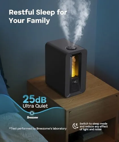Another view of the BREEZOME 6L Cool Mist Humidifier for Bedroom 50H Runtime 7-Color