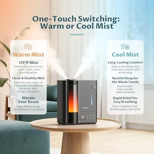 Close look at the BREEZOME 8L Warm & Cool Mist Humidifier for Large Room build quality