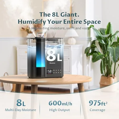 The BREEZOME 8L Warm & Cool Mist Humidifier for Large Room in real use