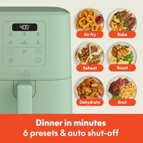 The bella slim fryer next to a round basket fryer and a dual drawer model