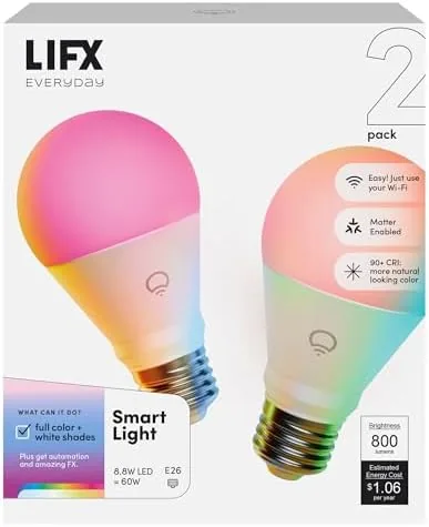 Overview of the LIFX Smart Light Bulbs A19 - RGB Color Changing, 800