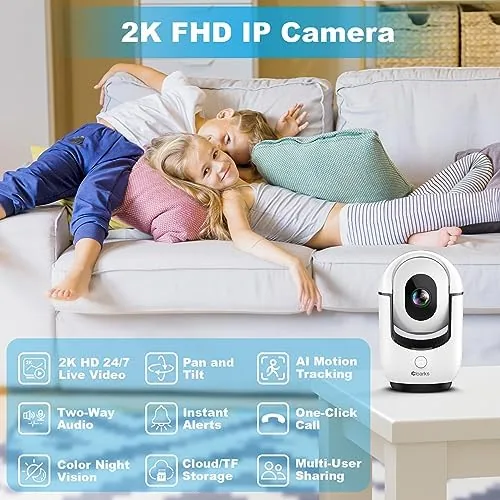 Close look at the Cloarks 2K Pan/Tilt Security Camera, WiFi Indoor Cameras for Home build quality