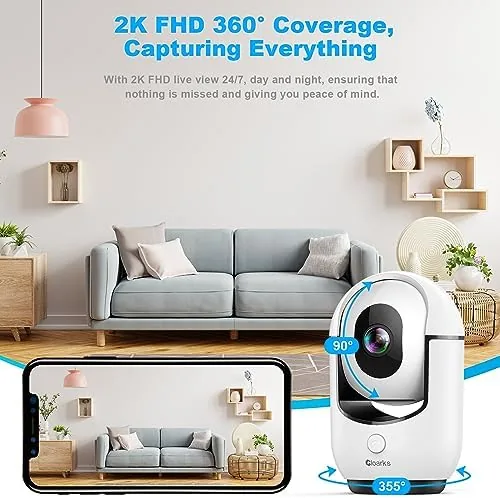 The Cloarks 2K Pan/Tilt Security Camera, WiFi Indoor Cameras for Home in real use