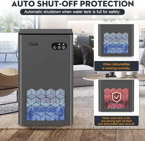 The ToLife Dehumidifier, 1000 Sq Ft 95 oz Tank with Sleep compared in context