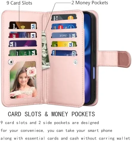Close look at the NJJEX Wallet Case Compatible with iPhone 17 6.3" 2025, [9 build quality