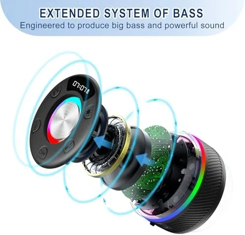 Close look at the Bluetooth Speaker, Shower Speaker, IP7 Waterproof Portable Speakers Bluetooth 5.4 build quality