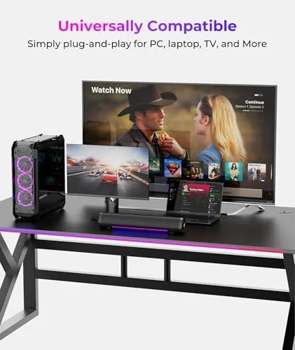 Detail shot of the Computer Speakers for Desktop PC, Gaming PC Sound Bar, Plug features