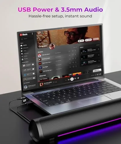 The Computer Speakers for Desktop PC, Gaming PC Sound Bar, Plug in real use
