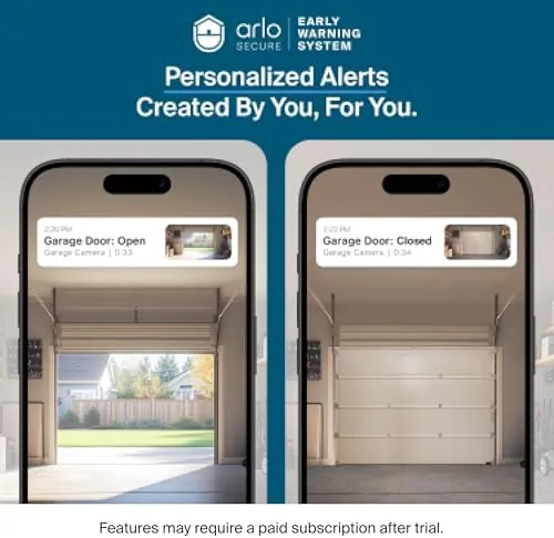 Arlo app showing two camera feeds for front and back of the house