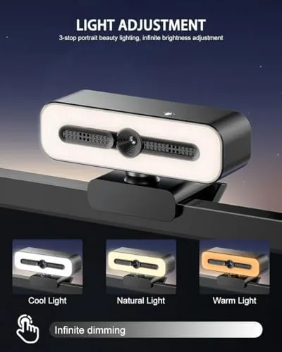 Camera view showing the ring light lit and even face lighting