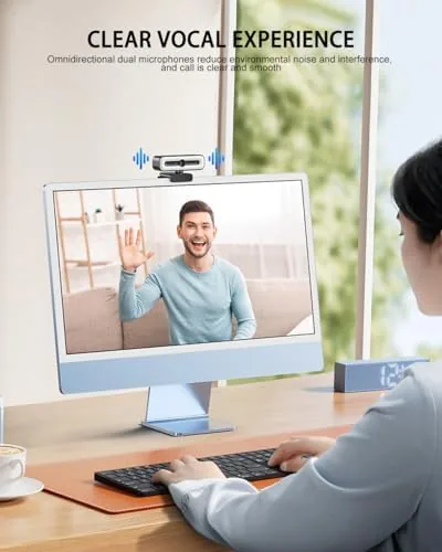 Ring light webcam beside a plain webcam showing the lighting difference
