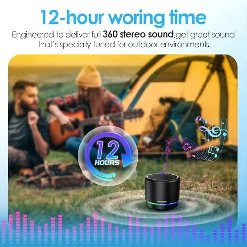 Detail shot of the Portable Bluetooth Speaker 5.4, Mini Speaker with Noise Reduction Mic,Black features