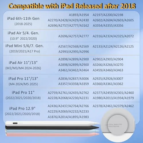 Close look at the Stylus Pen for iPad 2026-2018, 15 Mins Fast Charge Pencil build quality
