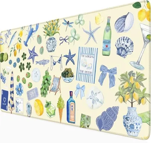 Cute Pastel Coastal Desk Mat with Vibrant Sea Life Beige Large Mouse Pad Cozy Review: Tested and Rated