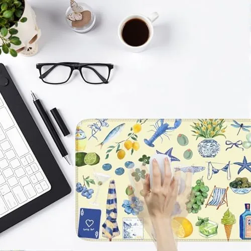 Testing the Cute Pastel Coastal Desk Mat with Vibrant Sea Life Beige over two weeks