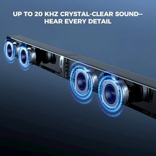 The MZEIBO Sound Bar with Subwoofer,120W Soundbar for Smart TV Surround in real use