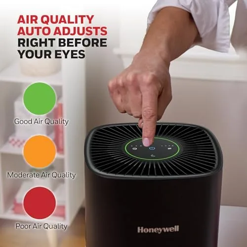 Another view of the Honeywell Allergen Plus Compact HEPA Small Room Air Purifiers, Black