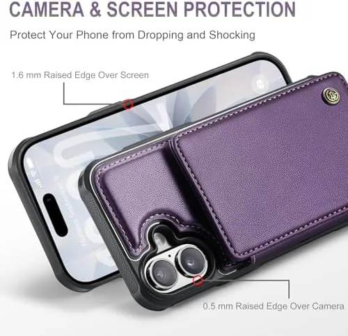 Close look at the Vinich for iPhone 17 Wallet Case with Card Holder, Purple build quality