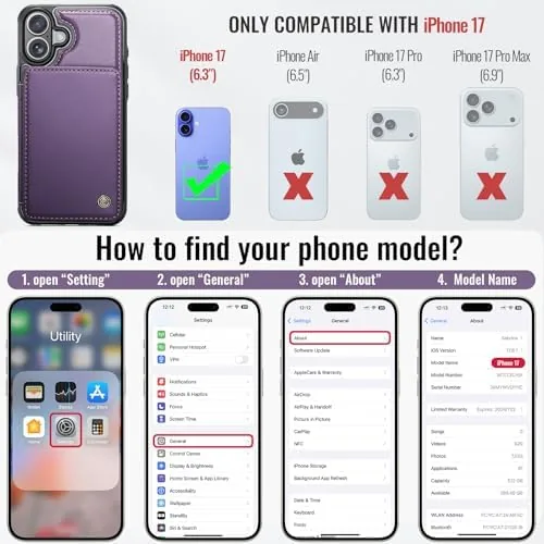 The Vinich for iPhone 17 Wallet Case with Card Holder, Purple in real use