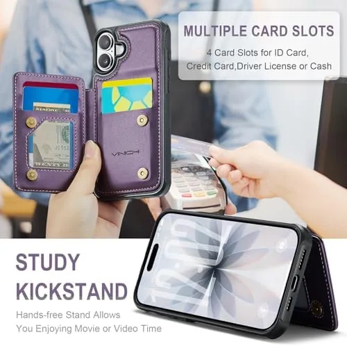 The Vinich for iPhone 17 Wallet Case with Card Holder, Purple compared in context