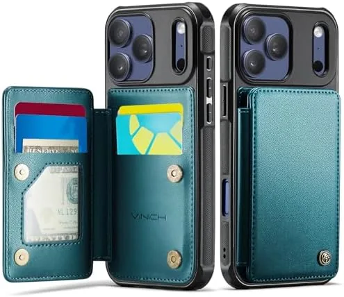 Vinich for iPhone 17 Pro Wallet Case with Card Holder, Bluish Green | RFID Review: Tested and Rated