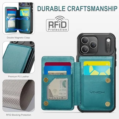 Another view of the Vinich for iPhone 17 Pro Wallet Case with Card Holder