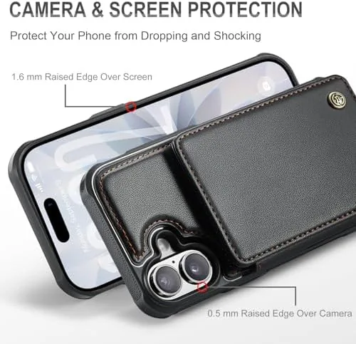 Close look at the Vinich for iPhone 17 Wallet Case with Card Holder, Black build quality