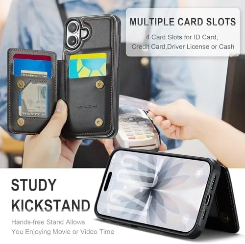 The Vinich for iPhone 17 Wallet Case with Card Holder, Black compared in context