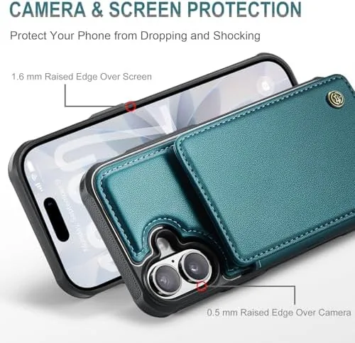 Close look at the Vinich for iPhone 17 Wallet Case with Card Holder, Bluish build quality