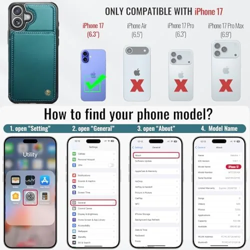 The Vinich for iPhone 17 Wallet Case with Card Holder, Bluish in real use