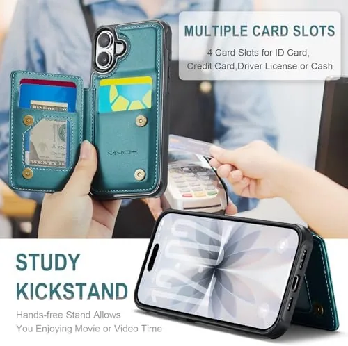 The Vinich for iPhone 17 Wallet Case with Card Holder, Bluish compared in context