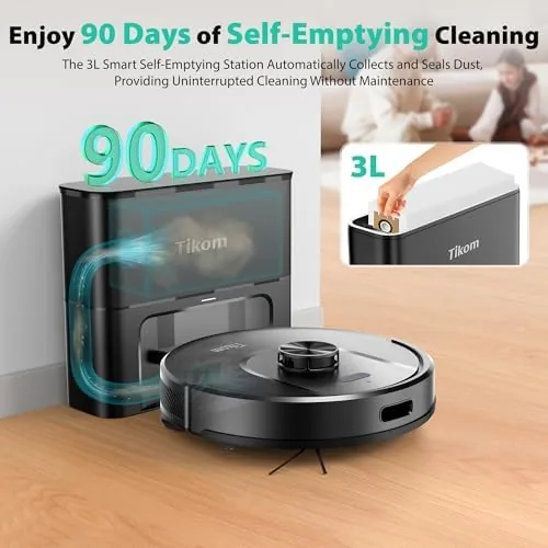 Close look at the Tikom Robot Vacuum and Mop, Robotic Vacuum Cleaner with Self-Emptying build quality