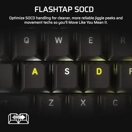 The underside of the keyboard showing the cable channel, tilt stands, and braided cable
