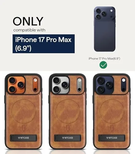 Close look at the WTCASE Magnetic for iPhone 17 Pro Max Leather Case,Built-in Invisible build quality