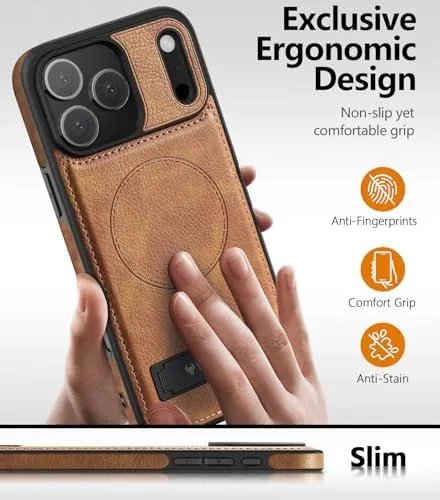 Another view of the WTCASE Magnetic for iPhone 17 Pro Max Leather Case,Built-in Invisible