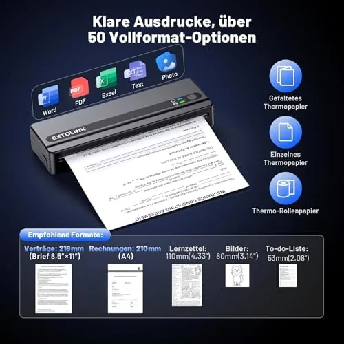 Another view of the Portable Wireless Printer for Travel, Inkless Thermal Printer 2600mAh |